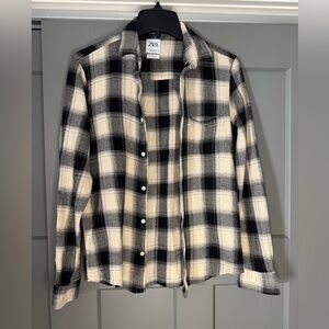 Zara Monochrome Black and White Checkered Shirt Size Small